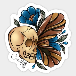 Blue Skull Butterfy Sticker